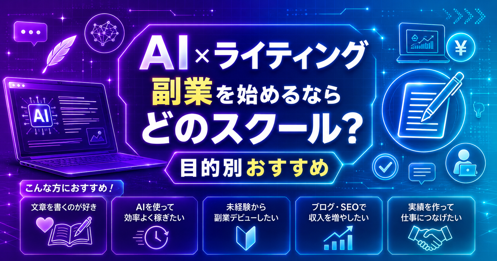 AI×ライティング副業を始めるならどのスクール？目的別おすすめ